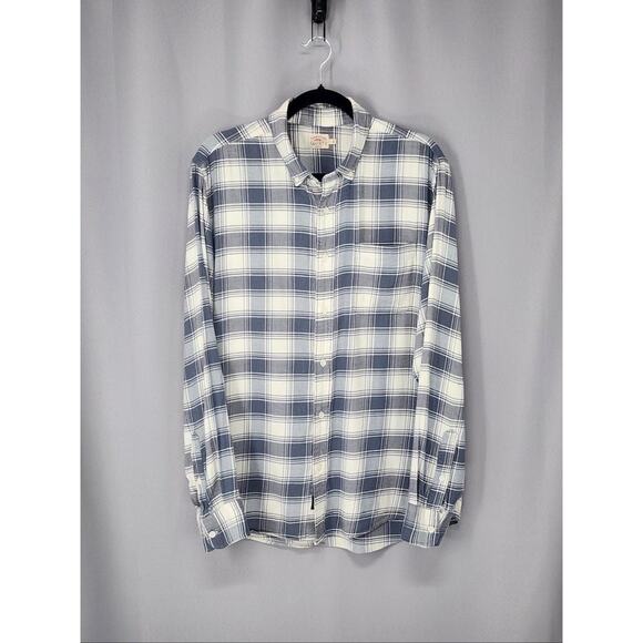Faherty Other - Faherty Shirt Mens Large Blue White Plaid Button Flannel Pima Cotton Blend